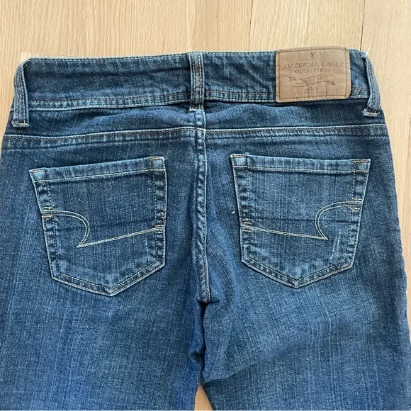 Y2K American Eagle Ultra Low rise bootcut Artist dark wash Jeans 0 short - Picture 4 of 10